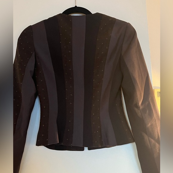 John Galliano blazer - lined- striped mixed pattern - gold zipper- pinched waist - Picture 6 of 13